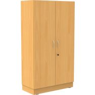 Armoire haute Octet portes battantes hêtre 100x180cm socle panneau