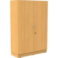 Armoire haute Octet portes battantes hêtre 120x180cm socle panneau