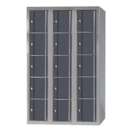 Armoire haute Omega non visitable sans pieds 3 colonnes 15 casiers - gris-anth