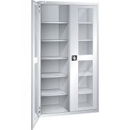Armoire haute à portes battantes vitrées 10 étagères 100x50x195 cm Thurmetall