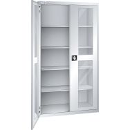 Armoire haute à portes battantes vitrées 4 étagères 100x50x195 cm Thurmetall