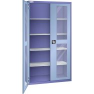 Armoire haute à portes battantes vitrées 4 étagères 125x50x195 cm Thurmetall