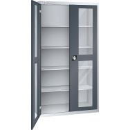 Armoire haute à portes battantes vitrées 4 étagères 125x58x195 cm Thurmetall