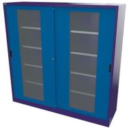 Armoire haute à portes vitrées coulissantes profondeur 58 cm