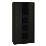 Armoire haute à rideaux en kit - Largeur 100 cm, Structure coloris : Noir