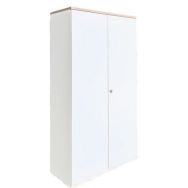 Armoire haute reconditionnée à portes battantes - Blanche
