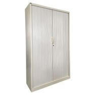 Armoire haute reconditionnée à rideaux - Blanc écru