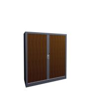 Armoire métal Classique 120 x 135 cm rideaux PVC chêne clair/alu