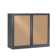 Armoire métal Luxe porte rideaux préhension totale 120 x 100 cm hêtre/anthracite