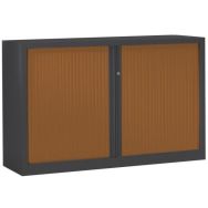 Armoire métal à monter rideaux ton bois merisier 160 x 100 cm coloris anthracite