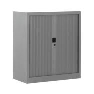 Armoire métal porte rideaux PVC largeur 90 cm hauteur 100 cm coloris gris