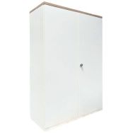 Armoire mi-haute reconditionnée à portes battantes - Blanche