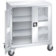 Armoire mobile basse à portes battantes tole pleine 2 étagères 100,5x40x119,5 cm Thurmetall