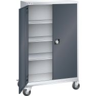 Armoire mobile mi-haute à ptes battantes tole pleine 3 étagères 100,5x40x177 cm