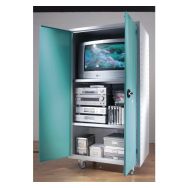 Armoire monobloc audiovisuelle portes coloris amande