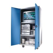 Armoire monobloc audiovisuelle portes coloris bleu