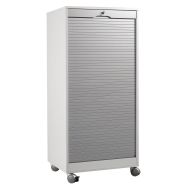 Armoire multimédia mobile à rideaux coloris blanc/alu