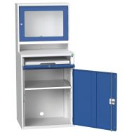 Armoire pour ordinateur Bott Hauteur 165 cm gris/bleu