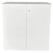 Armoire reconditionnée basse à portes battantes - Blanche