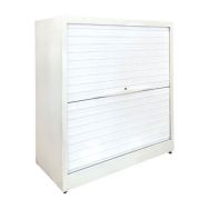 Armoire reconditionnée basse à rideaux - Blanche