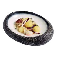 Assiette creuse en grès 40cl blanc-Galet
