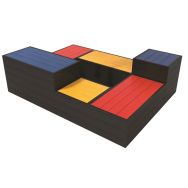 Assise modulable Cube 6 éléments bleu jaune rouge - piètement noir