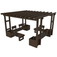 Assises jardinières Palma avec pergola plastique recyclé Espace Urbain