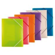 Assortiment de 20 chemises polypropylène 3 rabats + élastiques pour format A4 coloris assortis selon arrivage, 4/10e