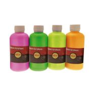 Assortiment de 4 flacons 250 ml gouache acrylique fluo Pichon