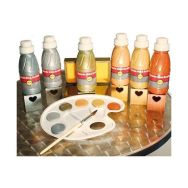 Assortiment de 6 flacons 250 ml. gouache métal pichon