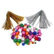 Atelier maxi pack pompons, chenilles scintillants