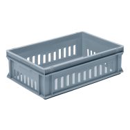 Bac 30L, parois ajourées et fond plein, Gris LxlxH = 600x400x170mm