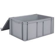 Bac 600 X 400 mm 54L Gris Avec Couvercle A Charnieres