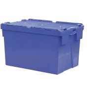 Bac 600 x 400 x 365 mm 65 L éco avec couvercle intégré - bleu