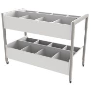 Bac à albums Ellipse 2 niveaux structure métal avec roulettes