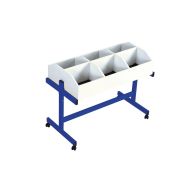 Bac à albums mobile Zédia, hauteur réglable, coloris bleu RAL 5015