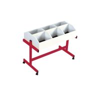 Bac à albums mobile Zédia, hauteur réglable, coloris rouge RAL 3000