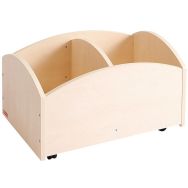 Bac à livres 2 cases bas à roulettes teinte bouleau