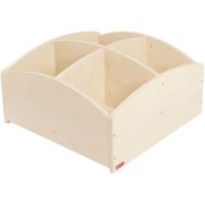 Bac à livres 4 cases bas à roulettes bouleau