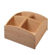 Bac à livres 4 cases bas à roulettes hêtre