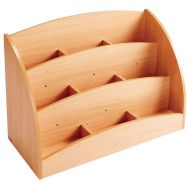 Bac à livres présentoir à roulettes 9 compartiments teinte hêtre