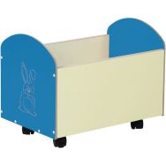 Bac à roulettes Zébulon décor lapin - Bleu azul