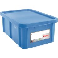 Bac alimentaire gerbable avec couvercle 35 L bleu