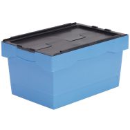 Bac croco 55L Bleu couvercle Noir dim HT 600X400X315