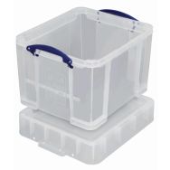 Bac de rangement plastique + couvercle 35L transparent