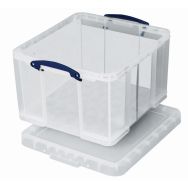 Bac de rangement plastique + couvercle 42L transparent