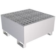 Bac de rétention inox - 1 fut - Caillebotis galvanisé