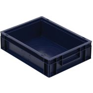 Bac gerbable alimentaire Norme Europe 10 L fond+paroi plein 400x300x114 mm bleu