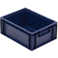 Bac gerbable alimentaire Norme Europe 15 L fond+paroi pleins 400x300x170 mm bleu