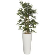 Bac rond Bambou hauteur 85 cm blanc